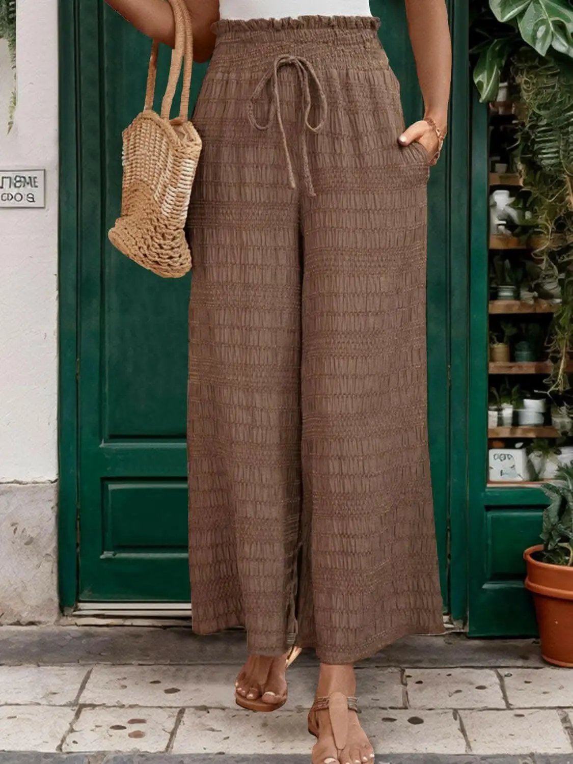 Chic tied wide leg pants - Love Salve 