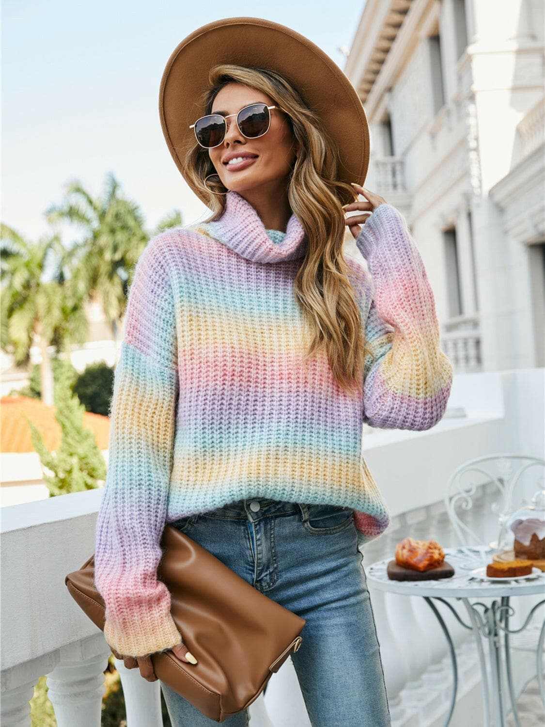 Chic turtleneck sweater - dropped shoulders 