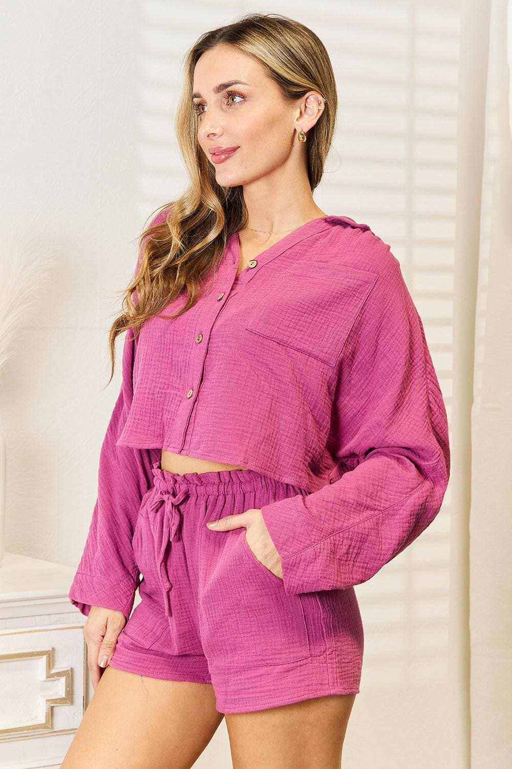 Chic two-piece button-up set 