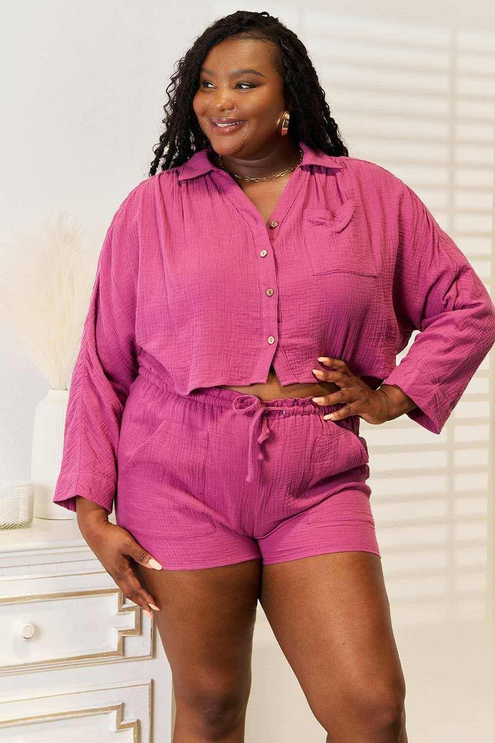Chic two-piece button-up set 