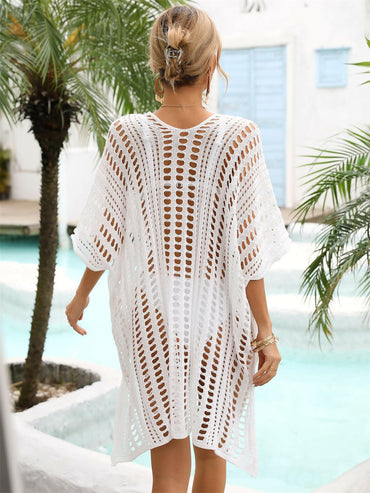 Chic v-neck beach cover-up with side slit - Love Salve 