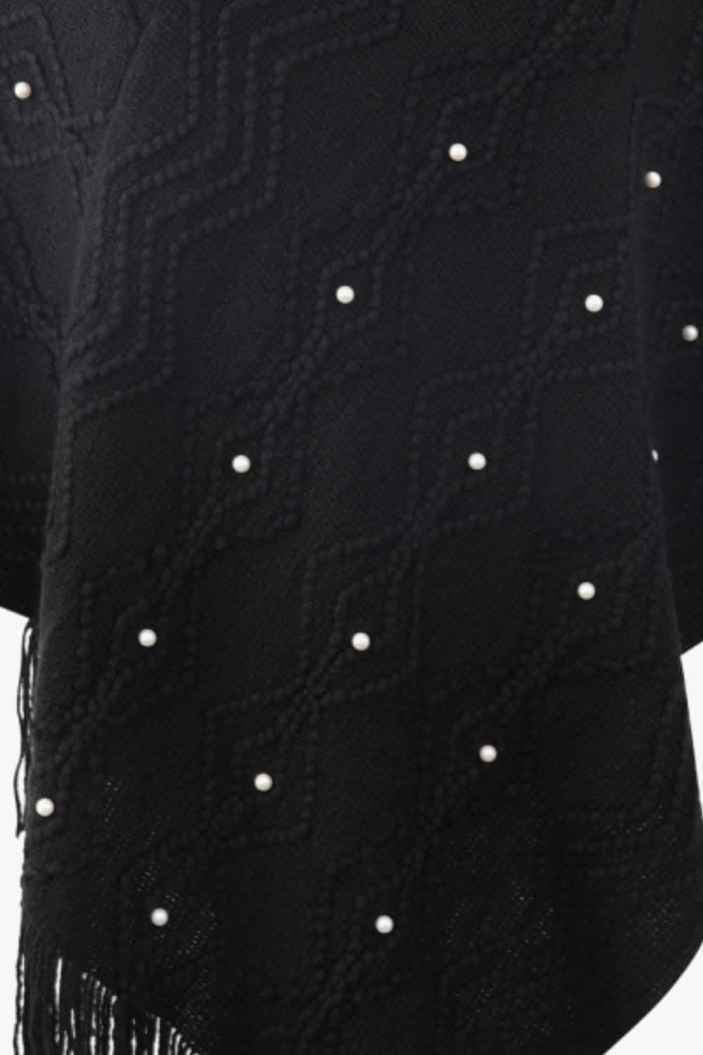 Chic v-neck poncho with pearls 