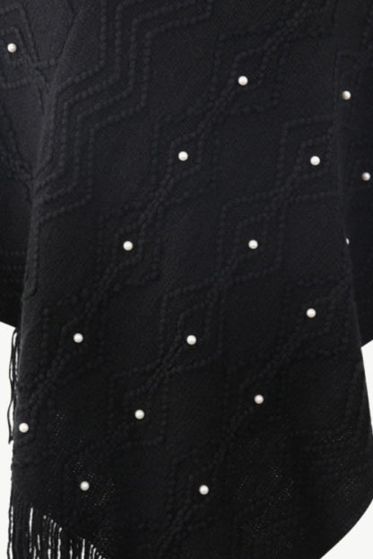 Chic v-neck poncho with pearls 