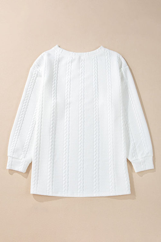 Chic white cable knit plus size top - Love Salve 