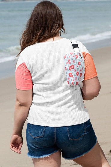 Chic white colorblock plus size tee - Love Salve 