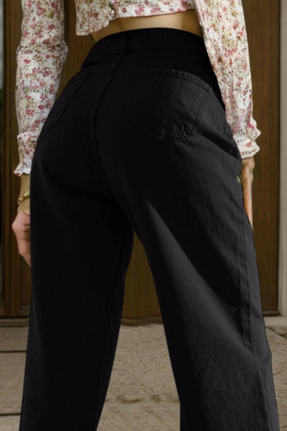 Chic wide leg jeans with pockets - Love Salve 