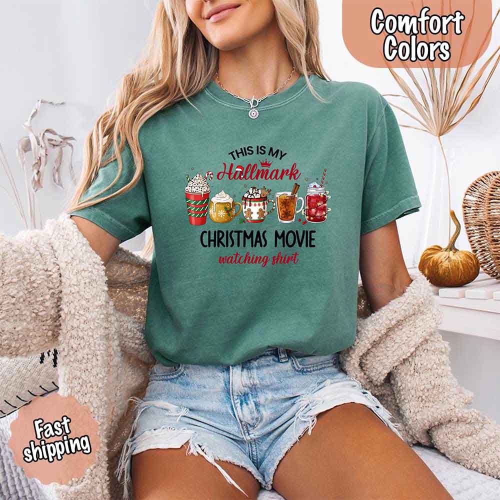 Christmas Movie Comfort Colors Shirt Hallmark Watching Tee Adorb Custom Tees