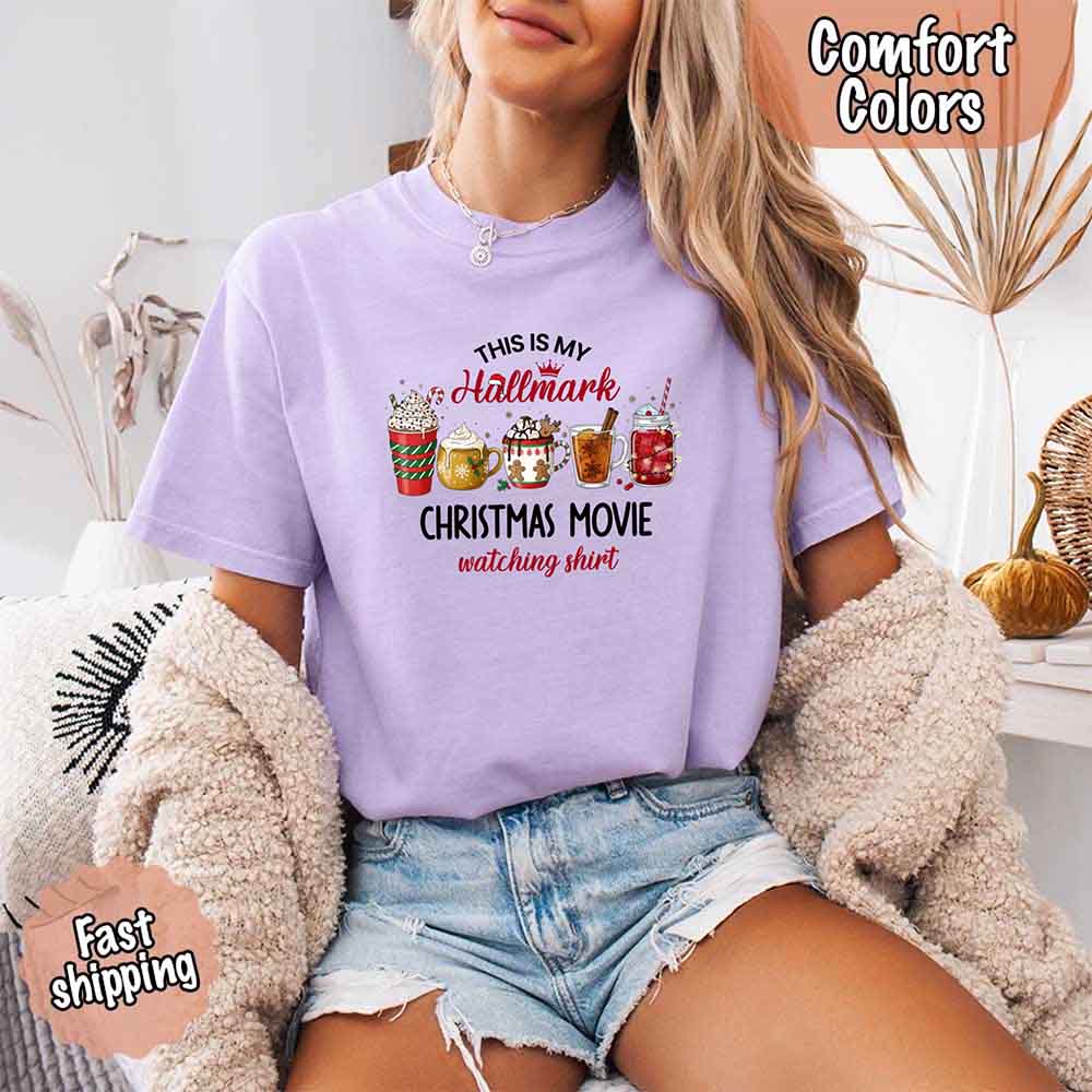 Christmas Movie Comfort Colors Shirt Hallmark Watching Tee Adorb Custom Tees