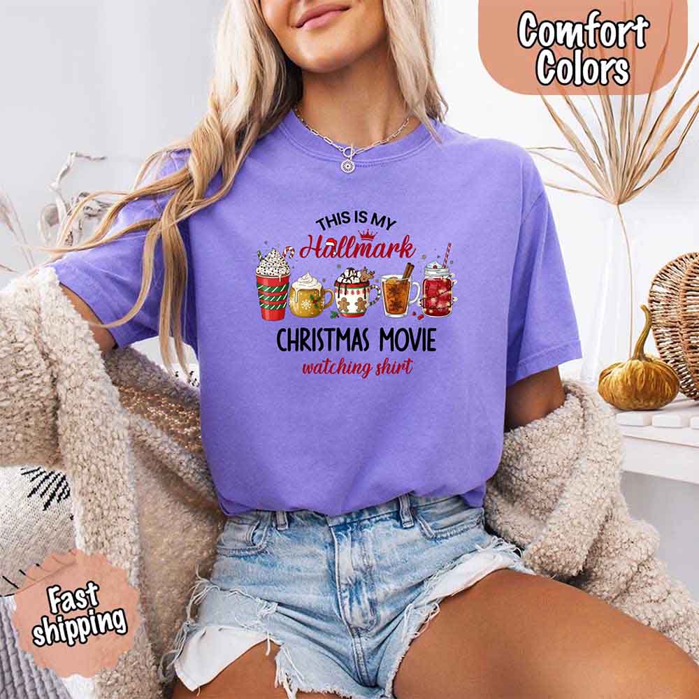 Christmas Movie Comfort Colors Shirt Hallmark Watching Tee Adorb Custom Tees