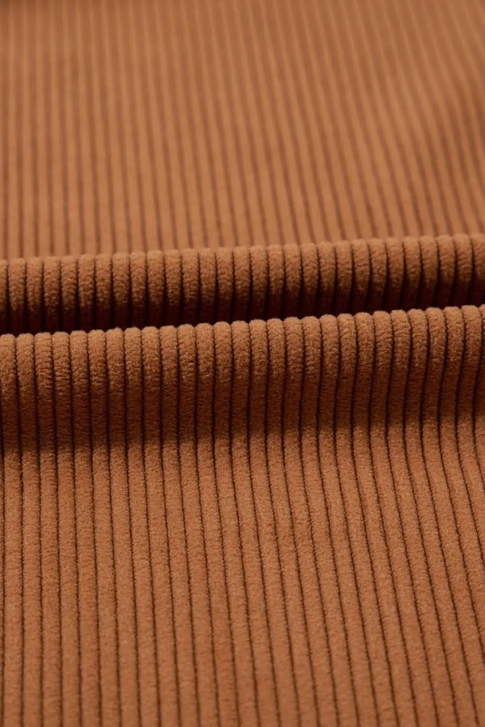 Cinnamon Corduroy Flap Pocket Button Up Round Hem Shacket - Love Salve 