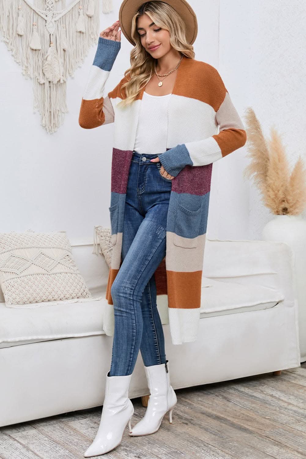 Color block cardigan with pockets - Love Salve 