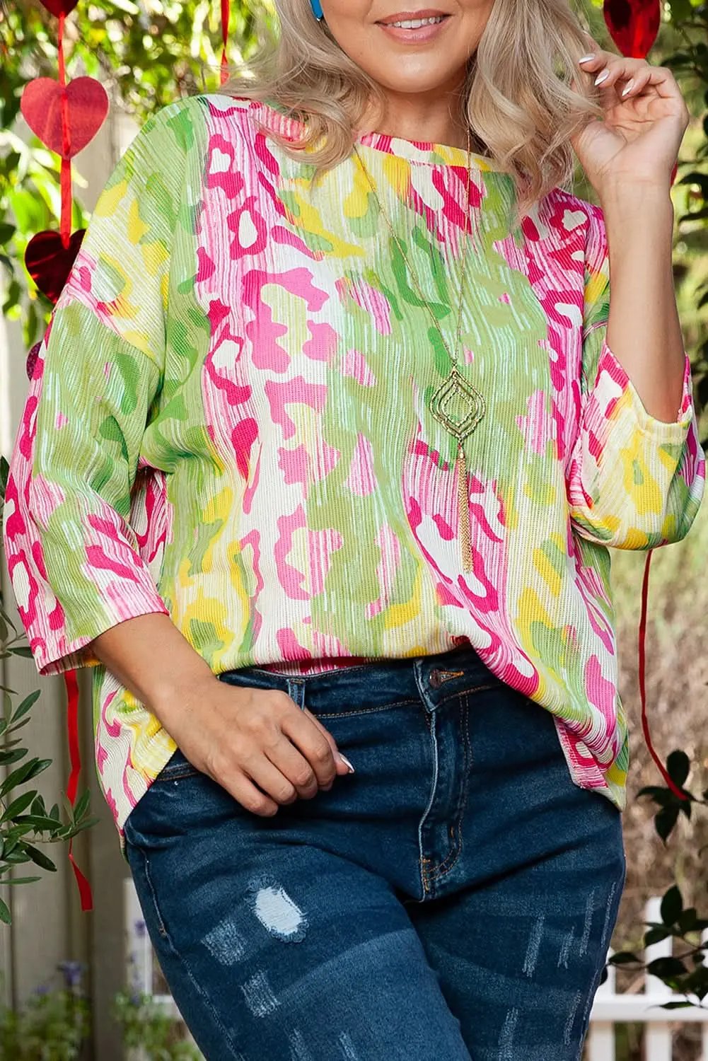 Color block leopard tee - plus size - Love Salve 