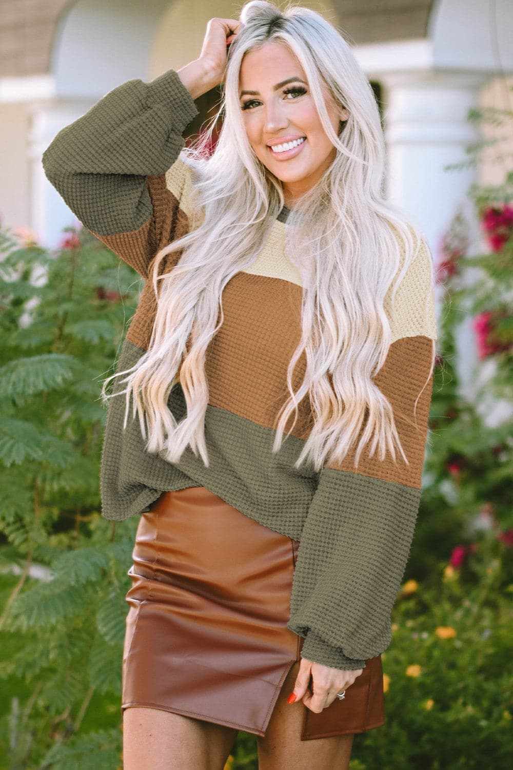Color block long sleeve blouse - Love Salve 
