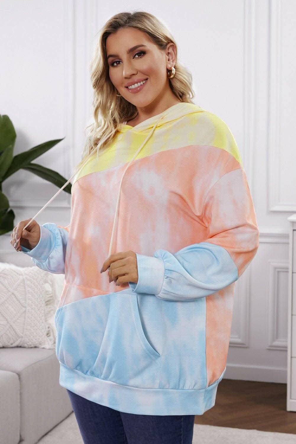 Color block plus size hoodie - Love Salve 