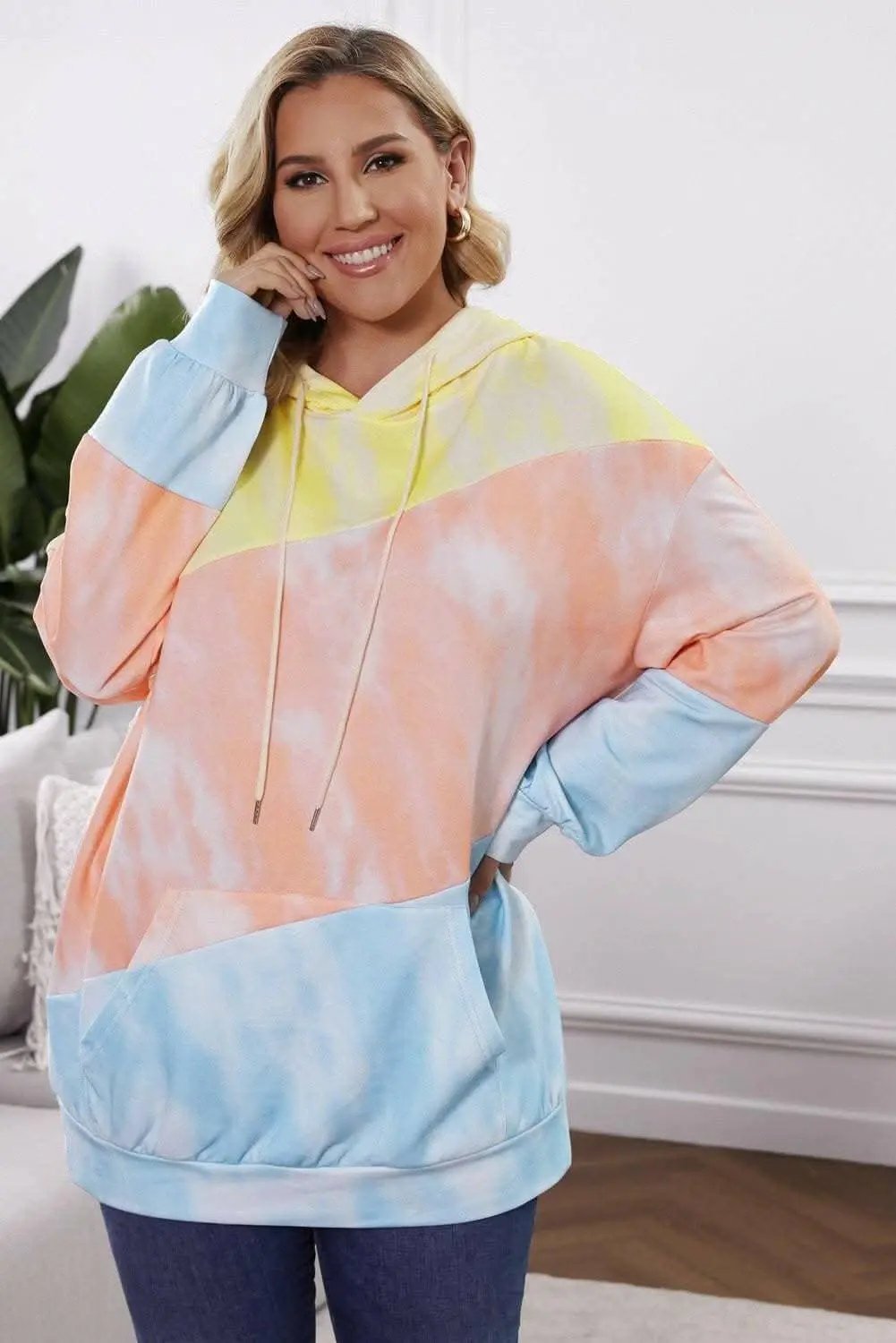 Color block plus size hoodie - Love Salve 
