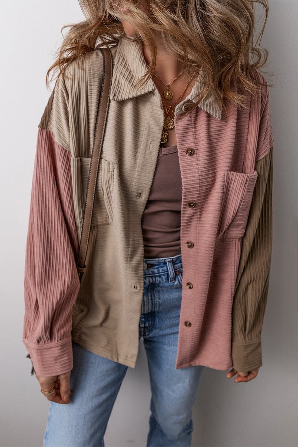 Color block shacket with pockets - Love Salve 