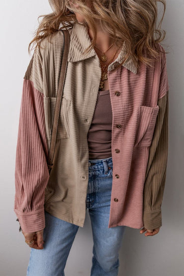 Color block shacket with pockets - Love Salve 