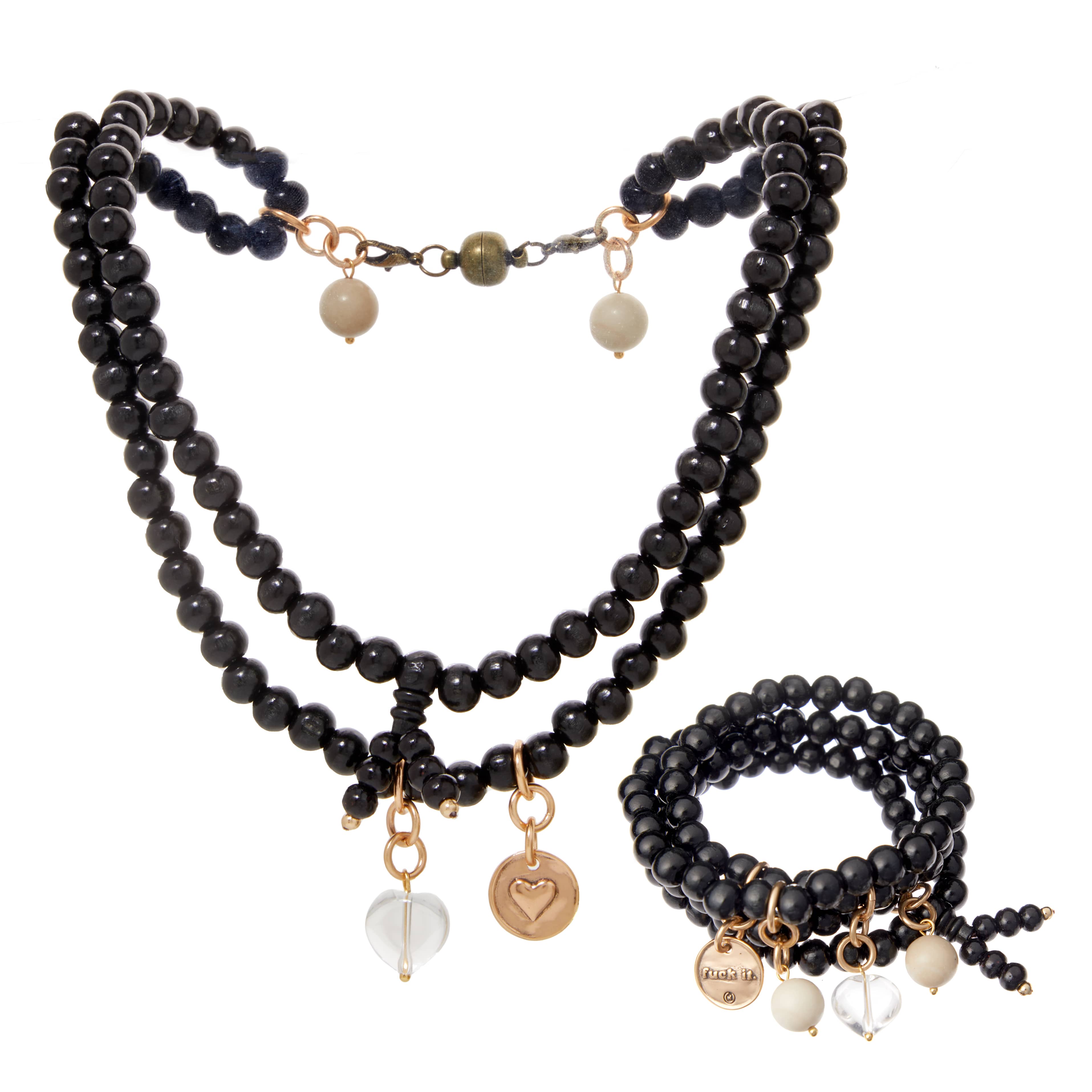 F*ck It Heart Wood Boho Wrap Bracelet/Necklace Katia Designs