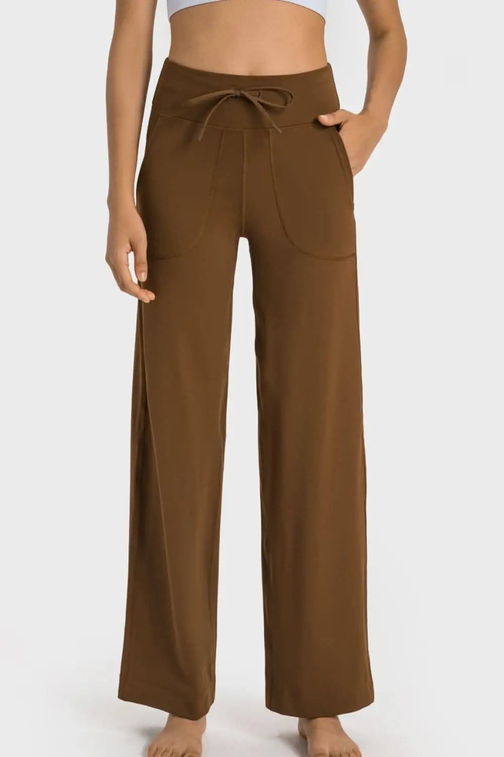 Comfort-fit wide leg pants with pockets - Love Salve 