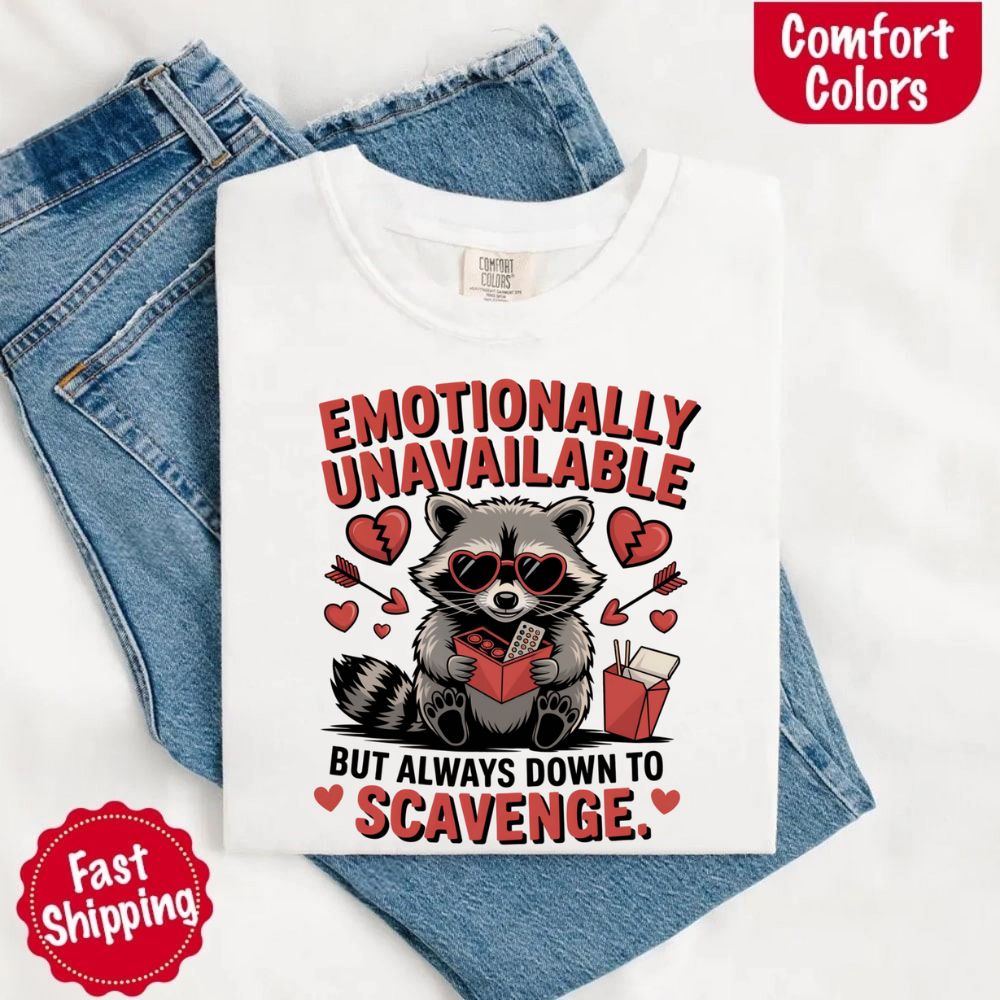 Adorb Custom Tees Emotionally Unavailable Raccoon T-Shirt - Comfort Colors