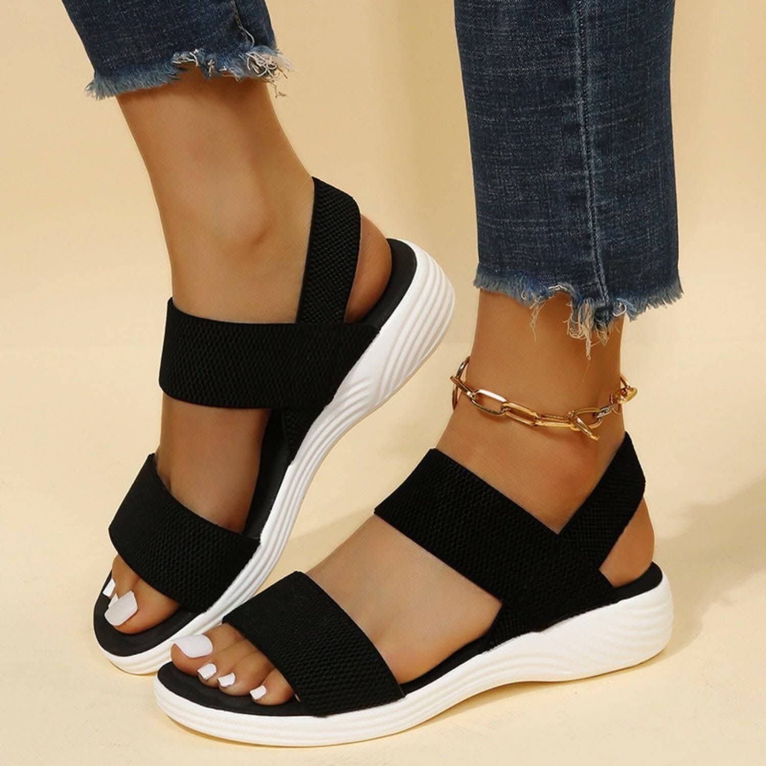 Comfortable low heel rubber sandals - Love Salve 