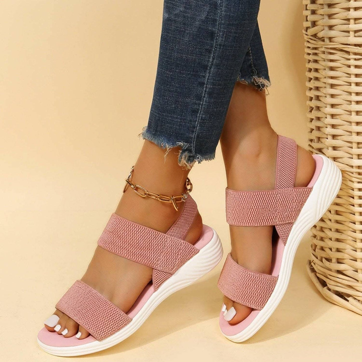 Comfortable low heel rubber sandals - Love Salve 