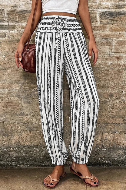 Comfortable printed drawstring pants - Love Salve 