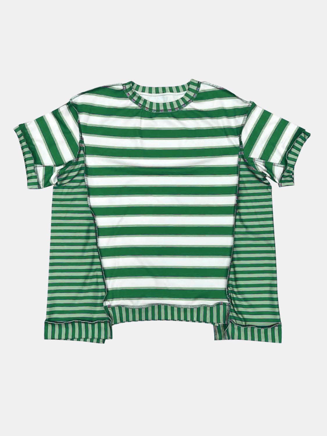 Contrast-stitched striped tee 