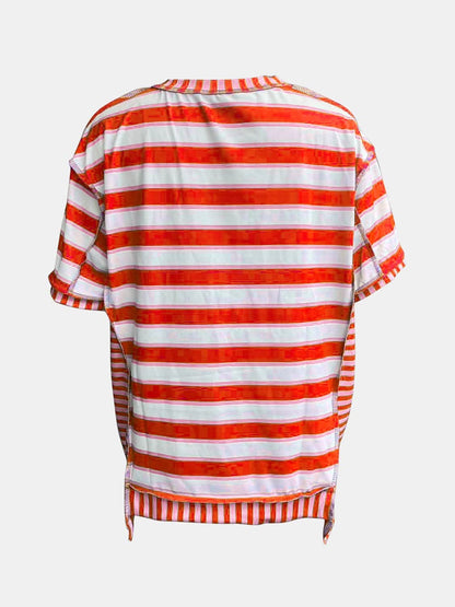 Contrast-stitched striped tee 