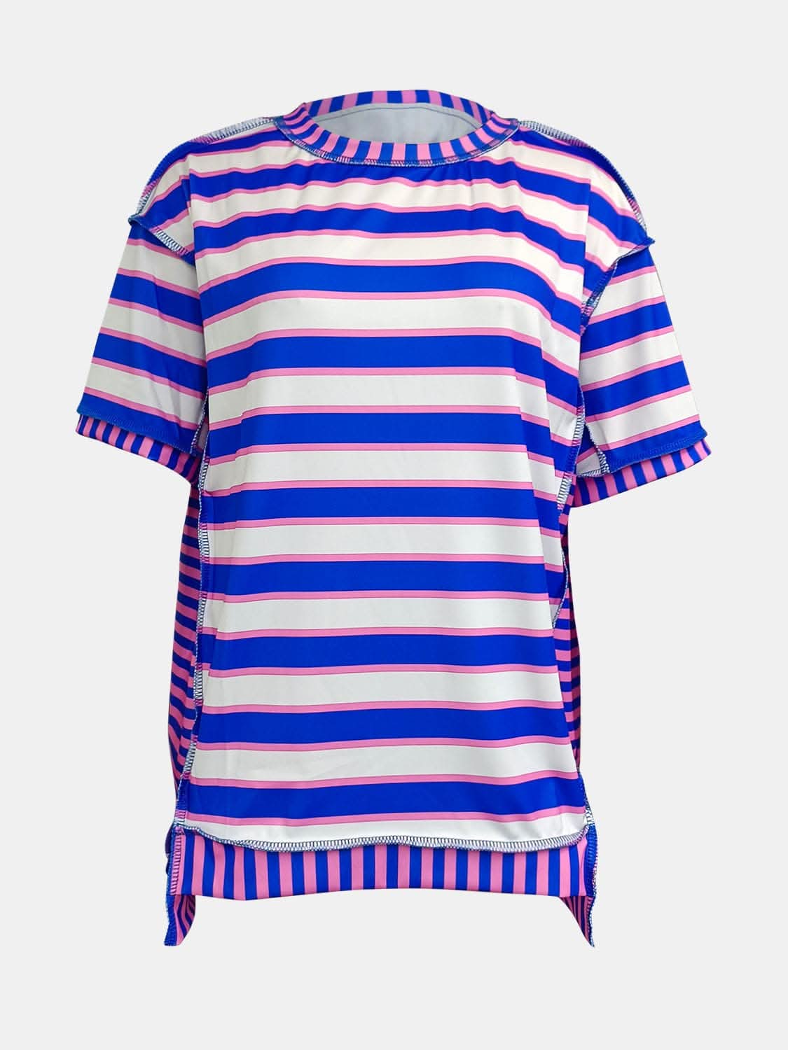 Contrast-stitched striped tee 