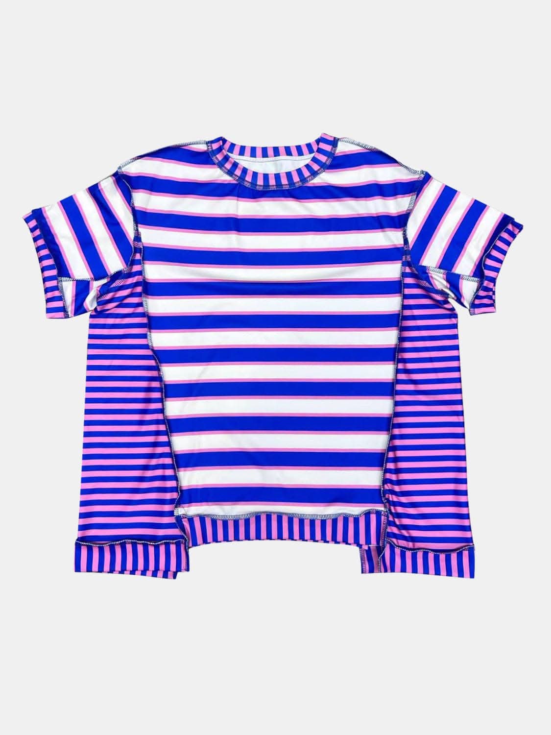 Contrast-stitched striped tee 