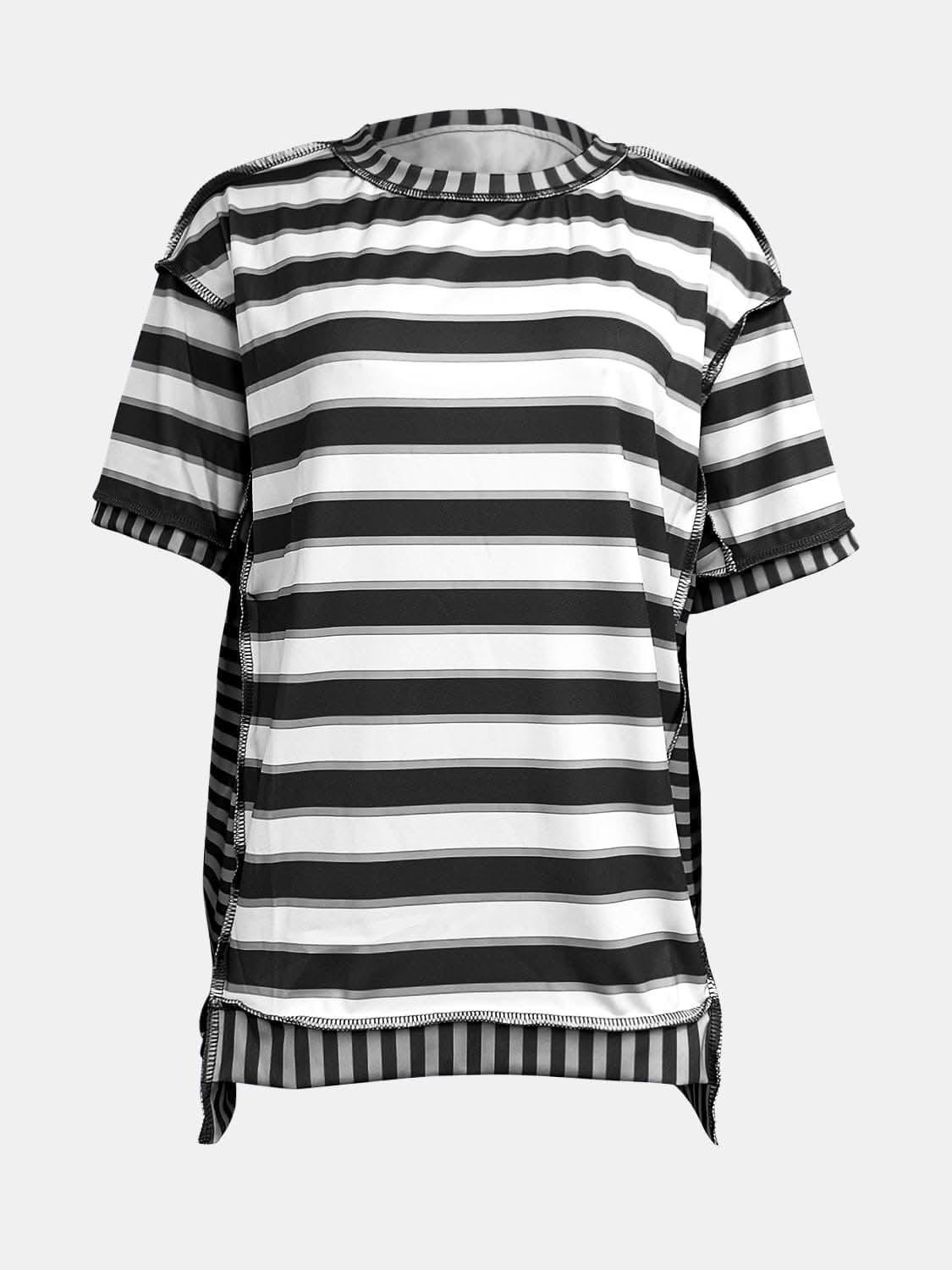 Contrast-stitched striped tee 