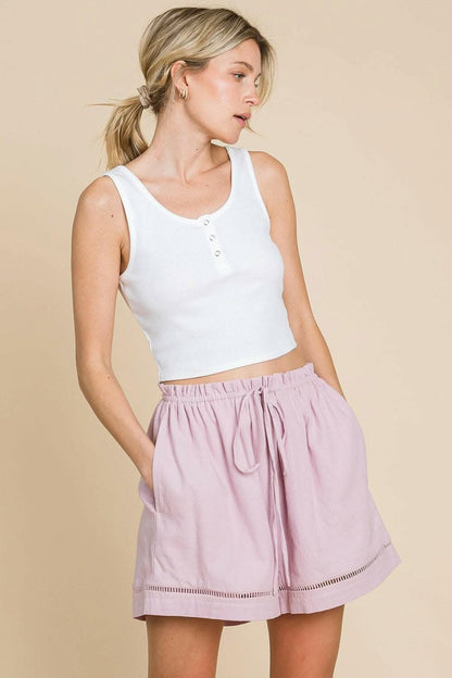 Cotton Bleu by Nu Lab High Waist Drawstring Shorts - Love Salve 