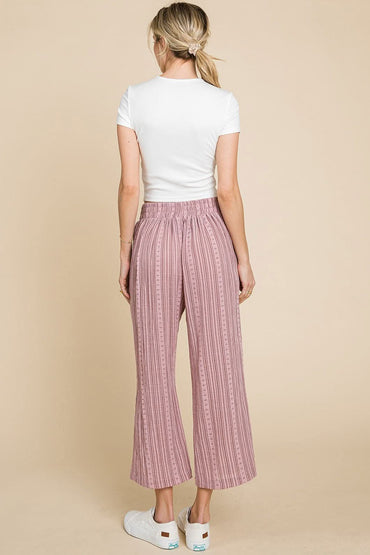 Cotton Bleu by Nu Lab Striped Elastic Waist Wide Leg Pants - Love Salve 