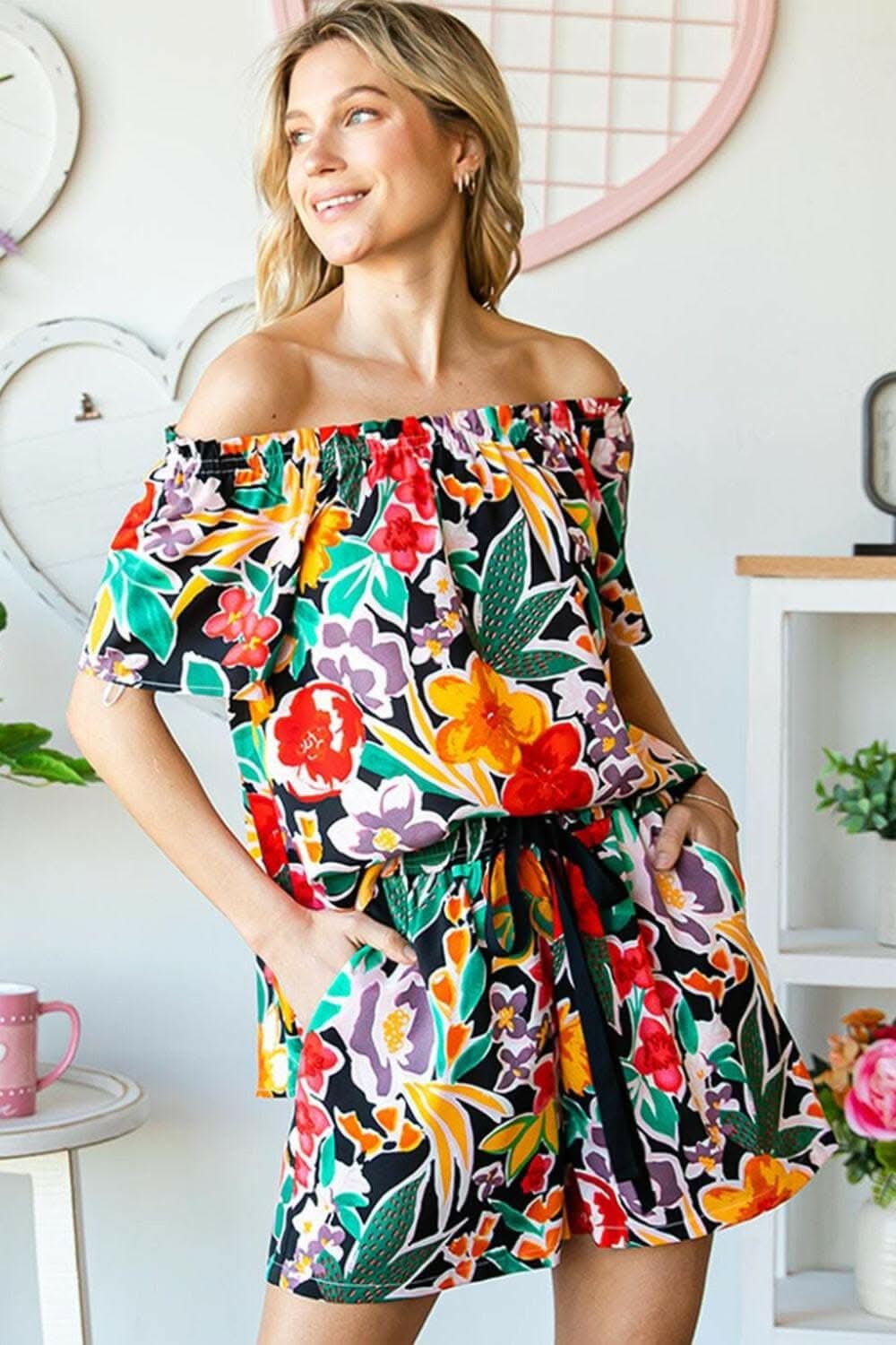 Cotton Bleu by Nu Label Floral Off-Shoulder Top 