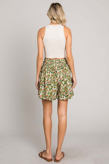 Cotton Bleu by Nu Label Floral Printed Smocked Waist Skorts - Love Salve 