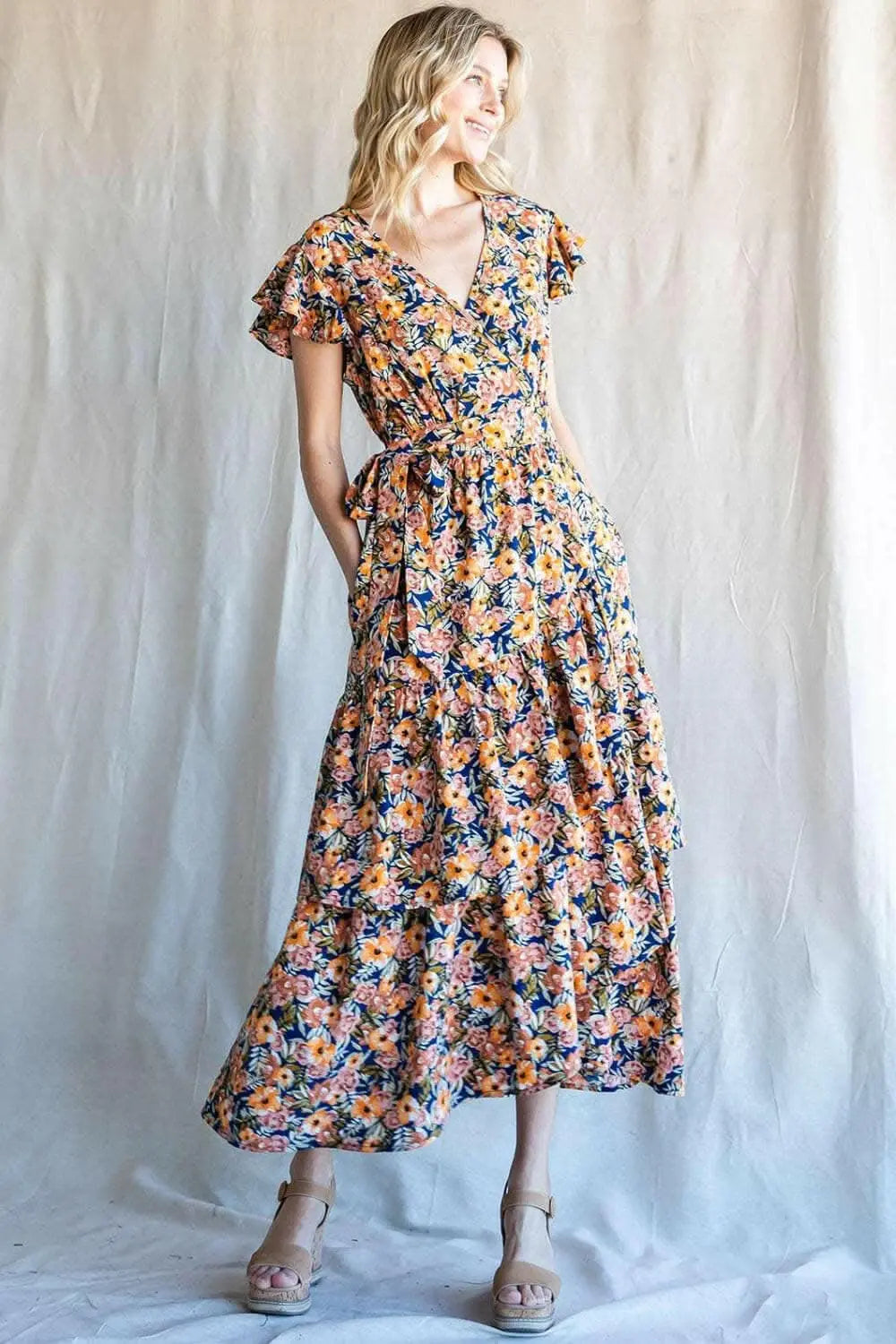 Cotton Bleu by Nu Label Floral Ruffled Midi Dress - Love Salve 
