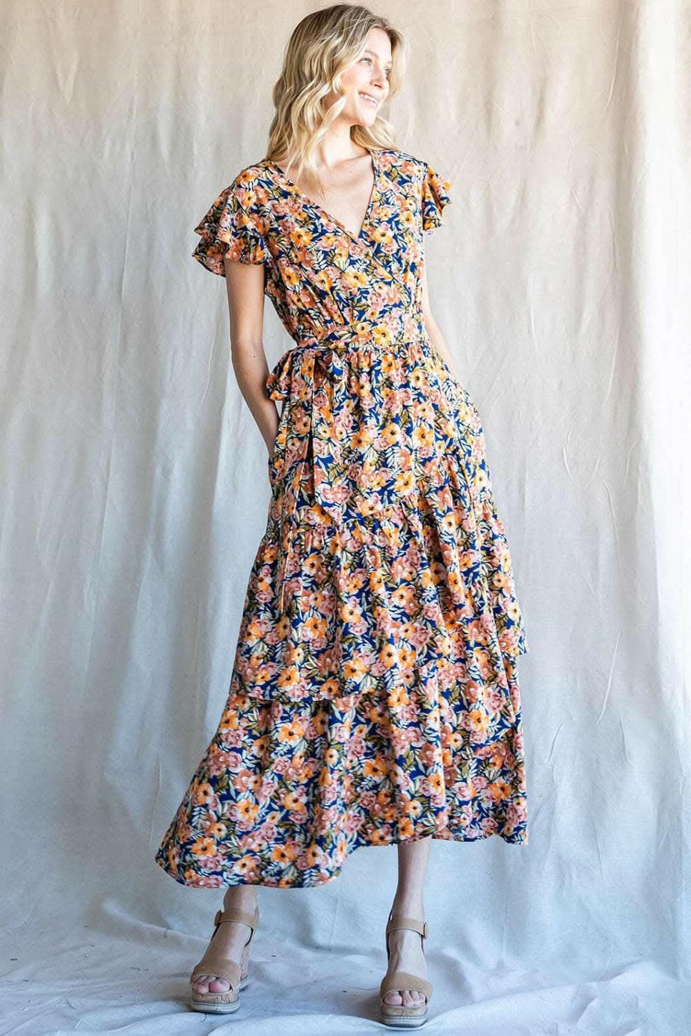 Cotton Bleu by Nu Label Floral Ruffled Midi Dress 