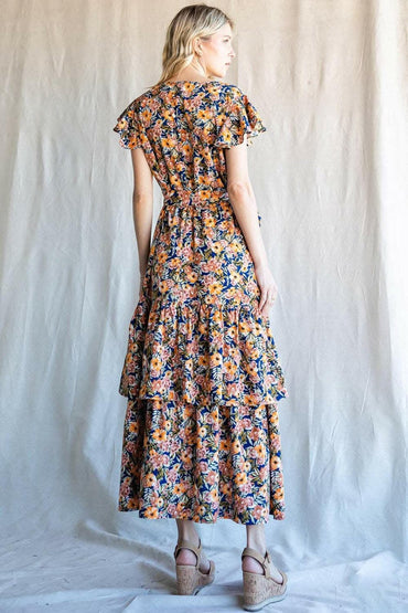 Cotton Bleu by Nu Label Floral Ruffled Midi Dress 