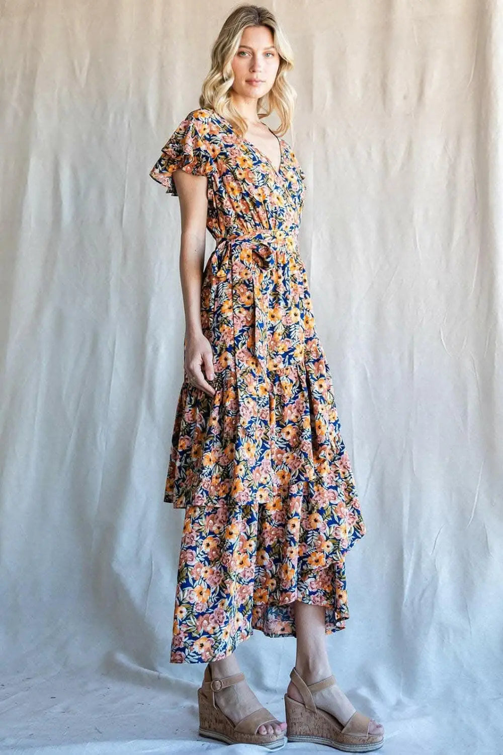 Cotton Bleu by Nu Label Floral Ruffled Midi Dress - Love Salve 