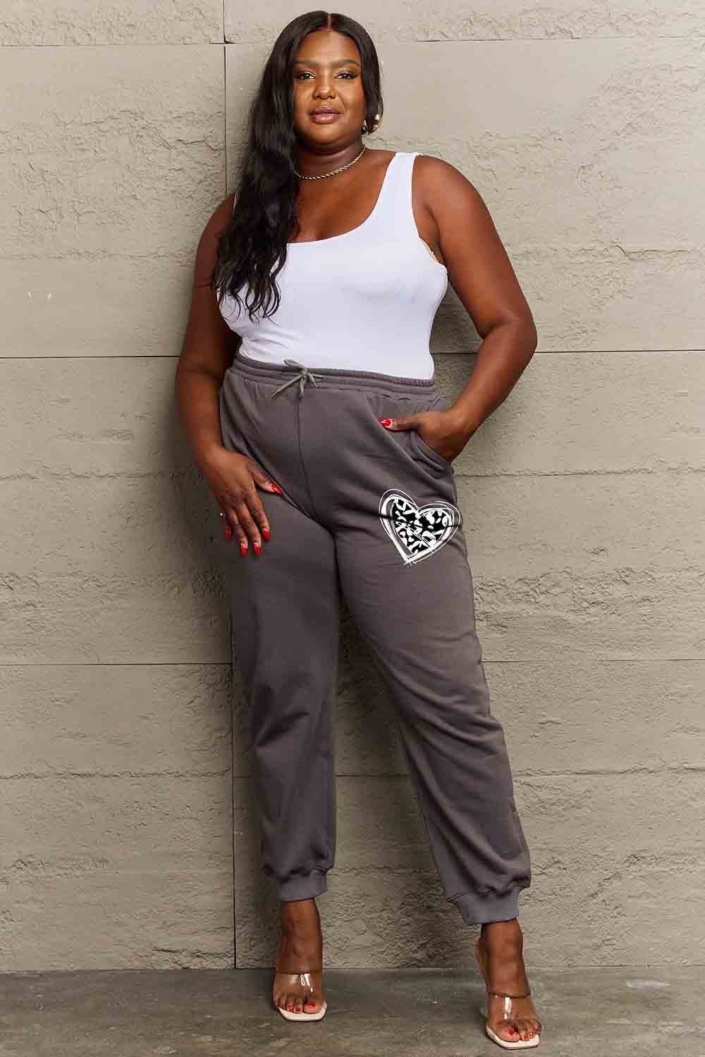 Cozy Heart Print Sweatpants - Love Salve 