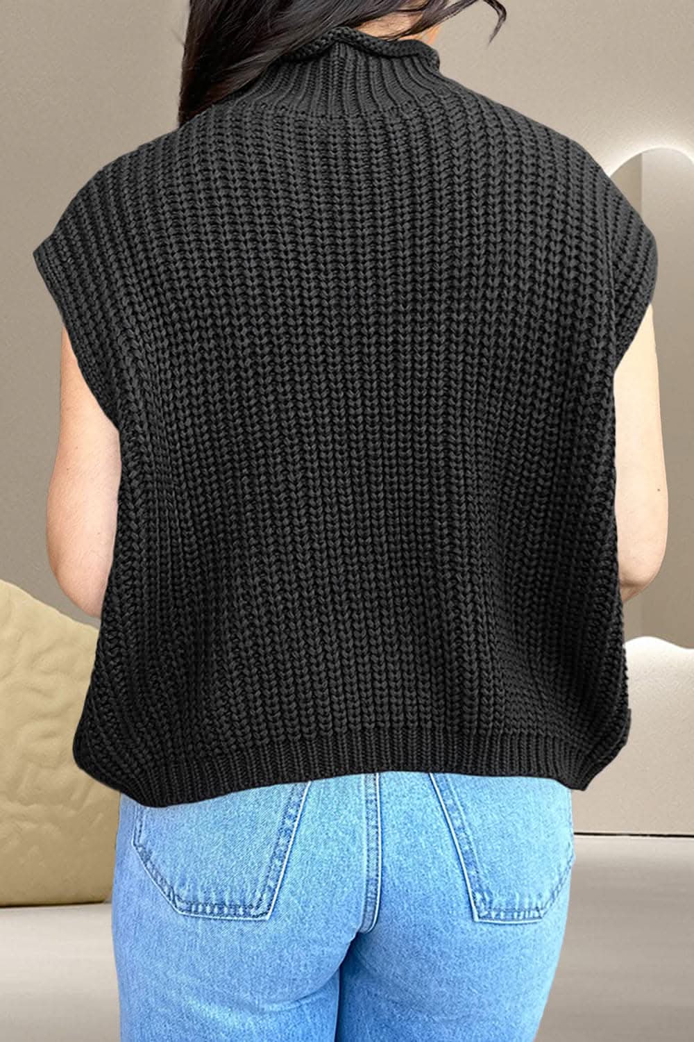 Cozy cable-knit mock neck sweater - Love Salve 