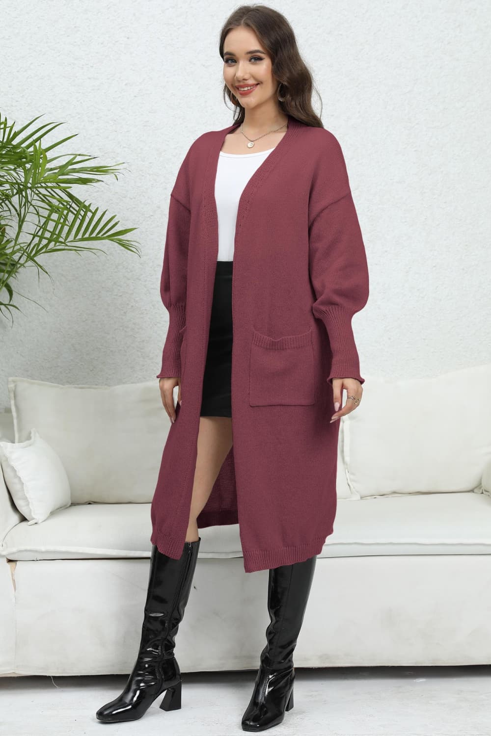 Cozy cardigan with lantern sleeves 