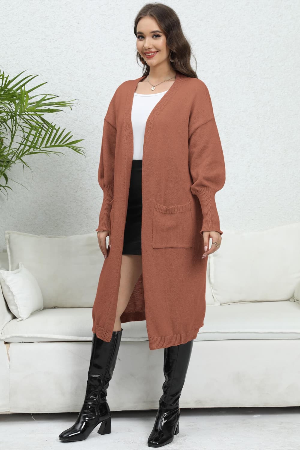 Cozy cardigan with lantern sleeves 