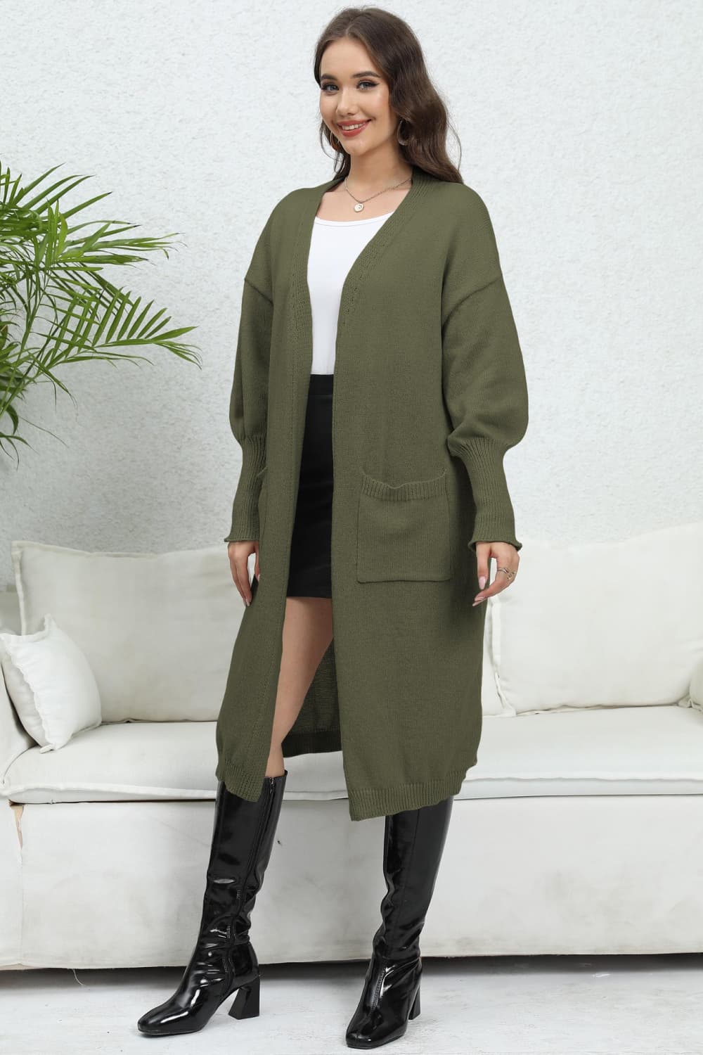 Cozy cardigan with lantern sleeves 