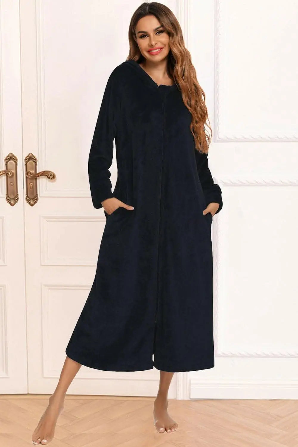 Cozy hooded nightgown with pockets - Love Salve 