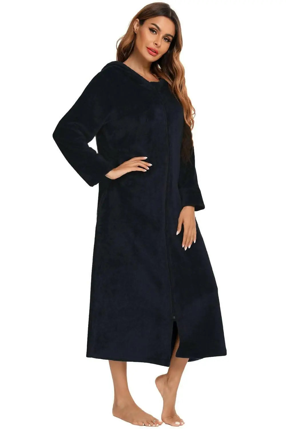 Cozy hooded nightgown with pockets - Love Salve 