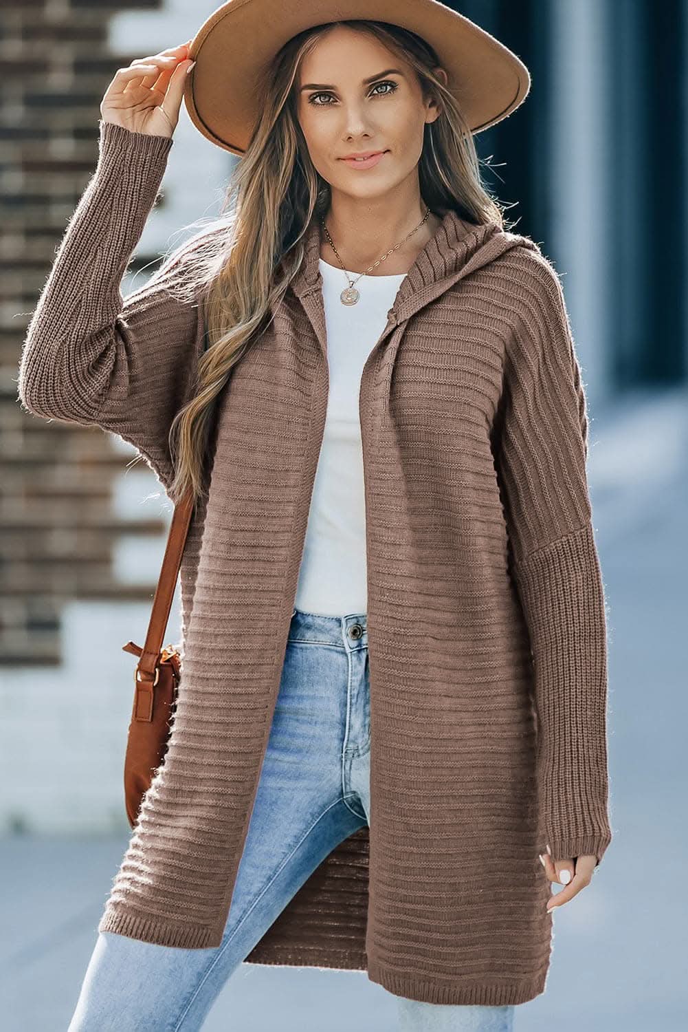 Cozy longline hooded cardigan - Love Salve 