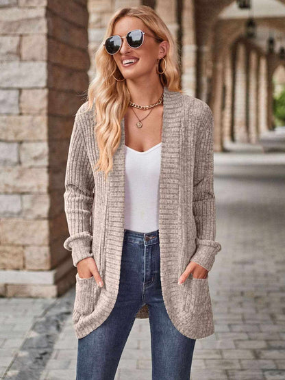 Cozy open front cardigan with pockets 