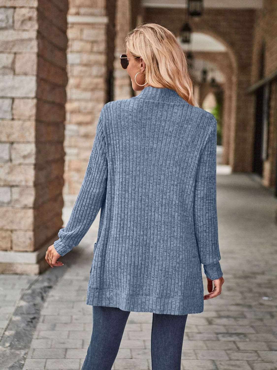 Cozy open front cardigan with pockets - Love Salve 